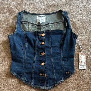 Wrangler Women's Dark Denim Corset Bodysuit